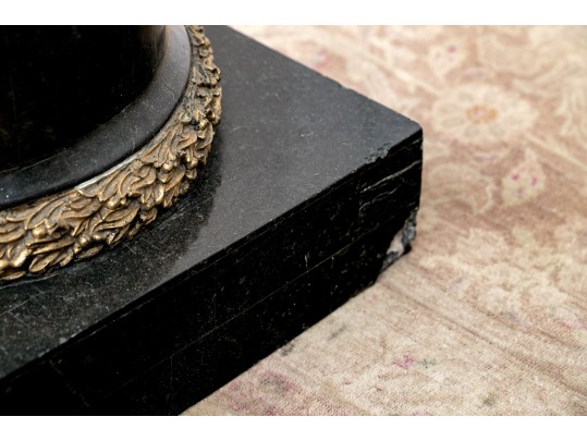 Stately Louis XVI Style Parcel Gilt Marble Pedestals