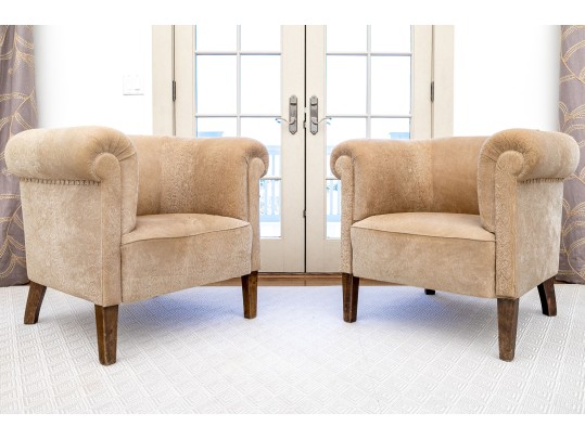 Pair Of Art Deco Style Upholstered Tub Chairs
