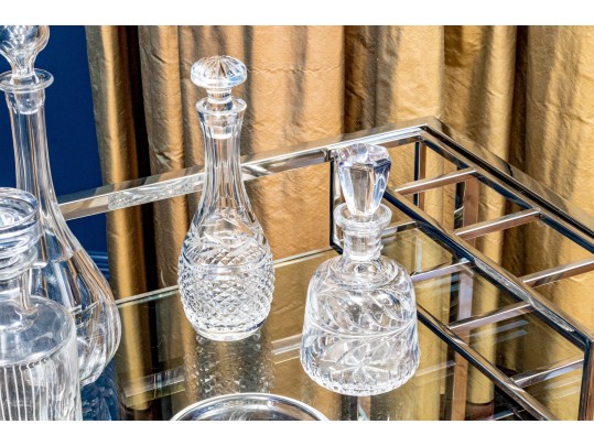 Crystal Decanters And Bowl Including Steuben, Baccarat, And Waterford