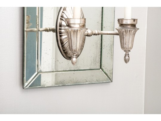 Fabulous Pair Of Semi-Antique Art Deco Venetian Mirrorback Sconces