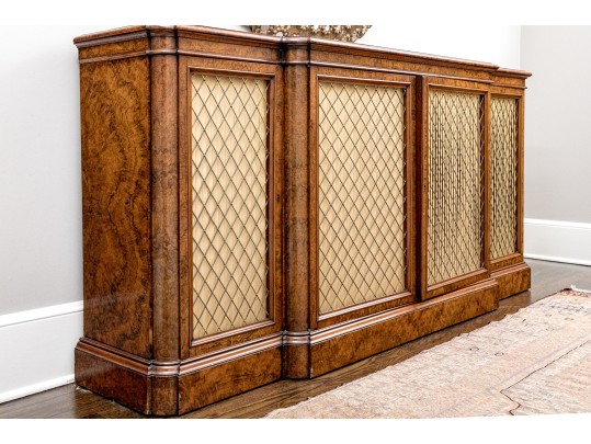 19th Century English Burlwood Breakfront Credenza