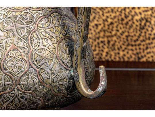 Antique Mamluk Revival Mixed Metal Ewer