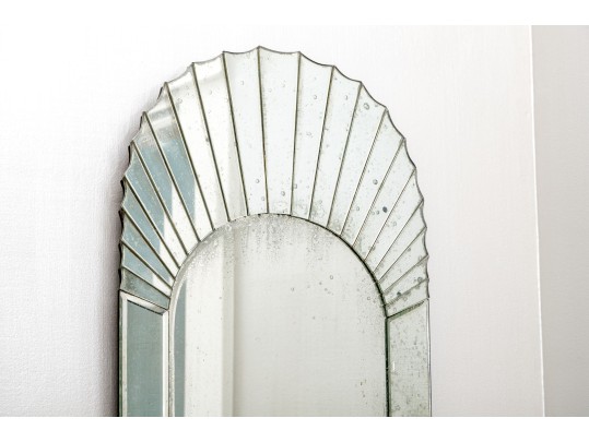 Fabulous Pair Of Semi-Antique Art Deco Venetian Mirrorback Sconces