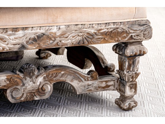 Antique Continental Carved Daybed Bench