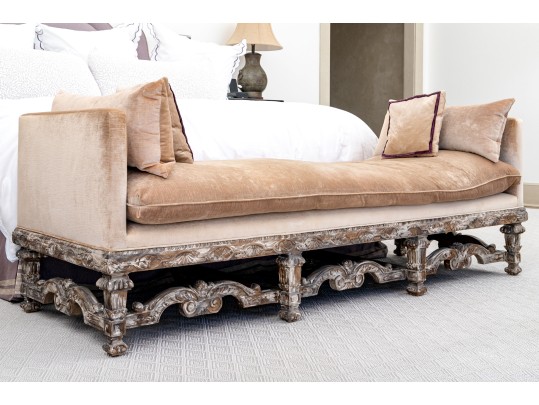 Antique Continental Carved Daybed Bench