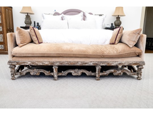 Antique Continental Carved Daybed Bench