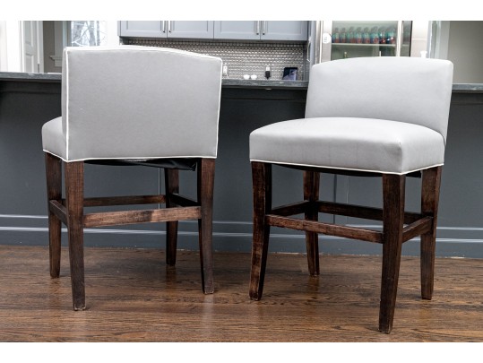 Pair Of Custom Upholstered Counter Stools