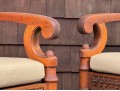 Two Brown Jordan Outdoor Carved Wood Armchairs