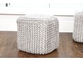 Pair Of Chunky Knit Square Poufs