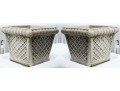 Pair Of Nicely Decorated Cast Stone Garden Planters