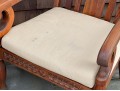 Two Brown Jordan Outdoor Carved Wood Armchairs