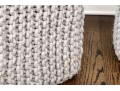 Pair Of Chunky Knit Square Poufs