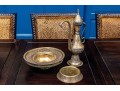 Pair Antique Middle Eastern Mixed Metal Ewers And Basins
