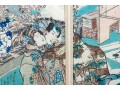 Antique Japanese Diptych Shunga Woodblock Print