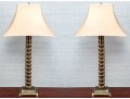 Pair Of Chic Gilt Faux Bamboo And Brass Table Lamps