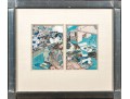 Antique Japanese Diptych Shunga Woodblock Print