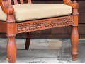 Two Brown Jordan Outdoor Carved Wood Armchairs