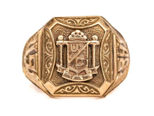 10k Yellow Gold Fabulous Vintage 1939 School Ring, Size 5.25+