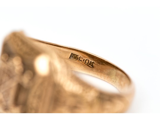 10k Yellow Gold Fabulous Vintage 1939 School Ring, Size 5.25+