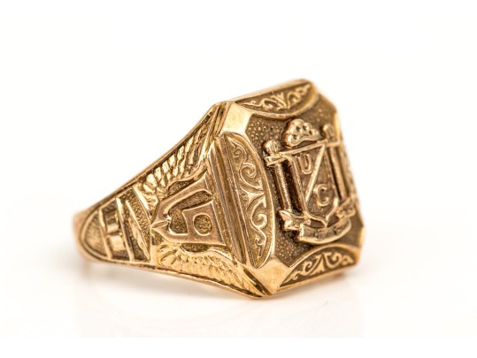 10k Yellow Gold Fabulous Vintage 1939 School Ring, Size 5.25+