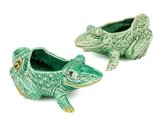 Pair Of Mccoy Ceramic Frog Planters