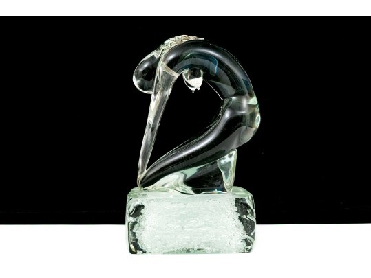 Signed Italian Murano Glass Sculpture Of A Woman, 1976