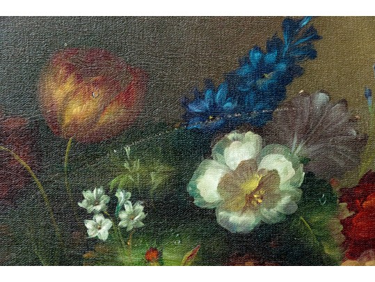 Signed Oil On Canvas Floral Still Life