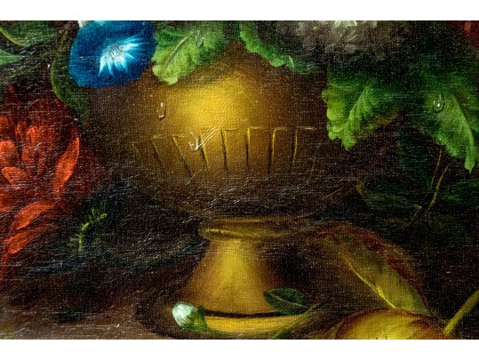 Signed Oil On Canvas Floral Still Life