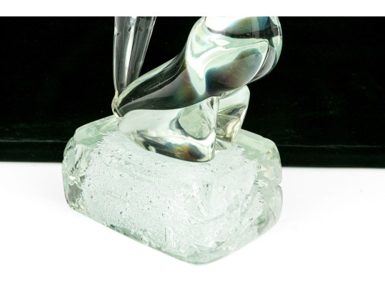 Signed Italian Murano Glass Sculpture Of A Woman, 1976