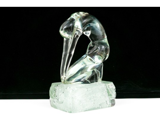 Signed Italian Murano Glass Sculpture Of A Woman, 1976