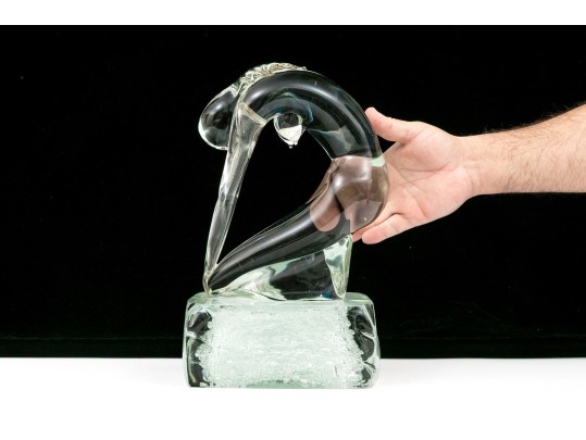 Signed Italian Murano Glass Sculpture Of A Woman, 1976