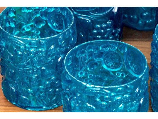 Set Of Thirteen Taiwanese Blue Resin Tumblers