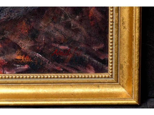 Heddy Signed Oil On Canvas, Kneeling Nude
