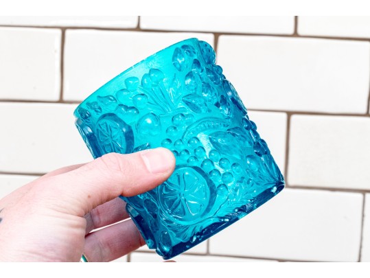 Set Of Thirteen Taiwanese Blue Resin Tumblers