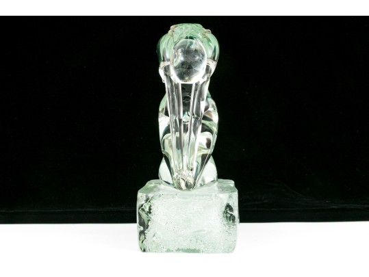 Signed Italian Murano Glass Sculpture Of A Woman, 1976