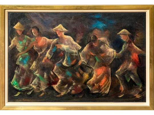 Hilda Karniol (American, 1910-2003) Oriental Dancers Oil On Board