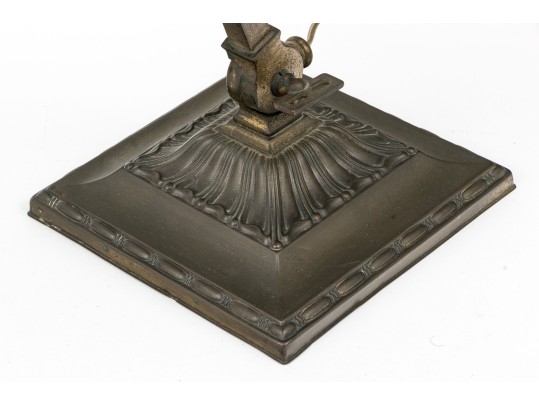 Antique Emeralite Brass And Glass Bankers Table Lamp