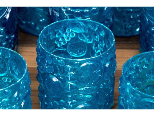 Set Of Thirteen Taiwanese Blue Resin Tumblers