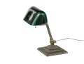 Antique Emeralite Brass And Glass Bankers Table Lamp