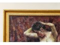 Heddy Signed Oil On Canvas, Kneeling Nude