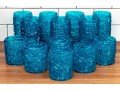 Set Of Thirteen Taiwanese Blue Resin Tumblers