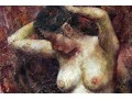 Heddy Signed Oil On Canvas, Kneeling Nude