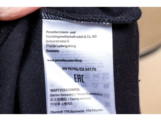 Porsche Black Cotton Hoodies, Size Small