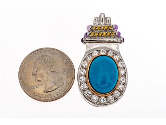 Polished Sterling Silver Turquoise Pendant