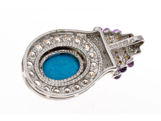 Polished Sterling Silver Turquoise Pendant