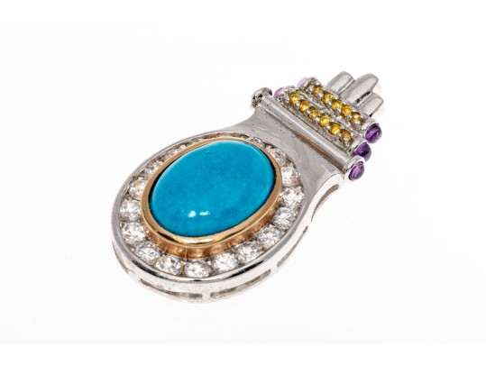 Polished Sterling Silver Turquoise Pendant