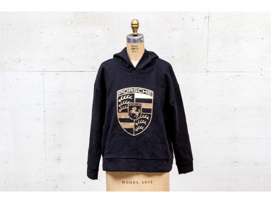 Porsche Black Cotton Hoodies, Size Small