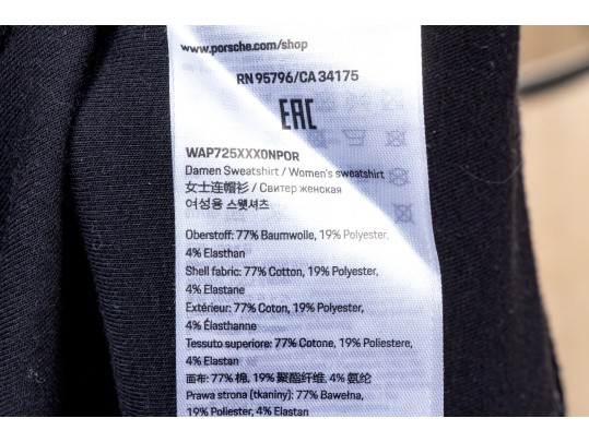 Porsche Black Cotton Hoodies, Size Small