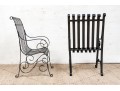 Pair Of Antique Heavy Black Powder Coated Strap Iron Garden Armchairs