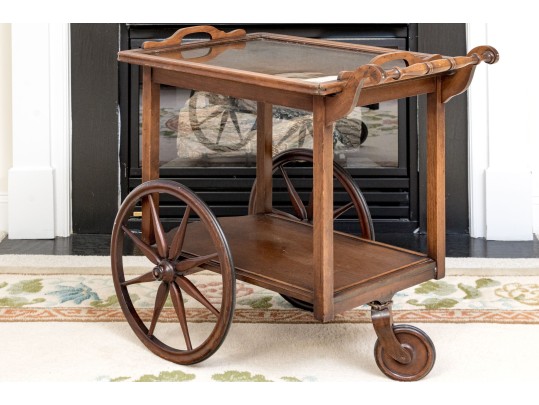 Vintage Tray Top Two Tiered Tea Trolley / Bar Cart